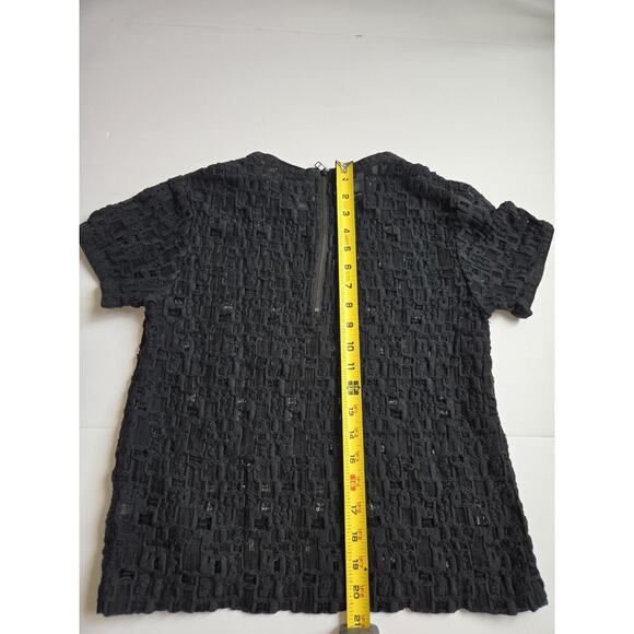SEA New York Black Lace Shirt 1/2 Zip Breathable Mesh Size 2 Black EUC - Picture 7 of 11